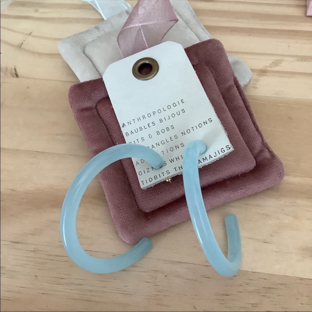 Anthropologie Pale Blue Resin Hoop Earrings